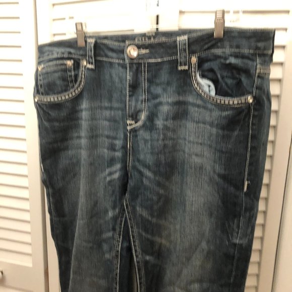 Grace in LA Easy Fit Bootcut Embroidered Embellished Denim Blue Jeans, 19 - Picture 3 of 13